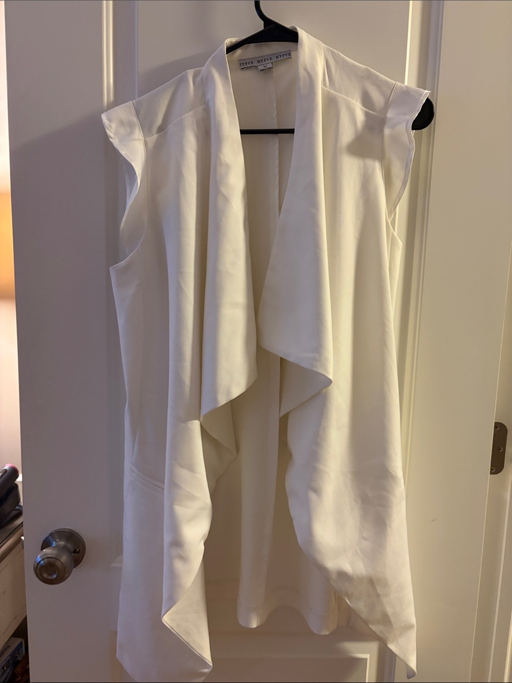 HYFVE White Open-Front Sleeveless Drape Vest